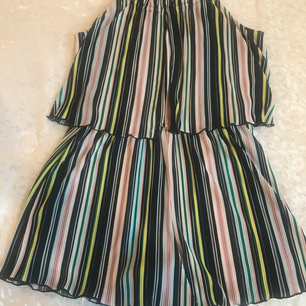 Girls' Black Multi-Stripe Halter Dress Size 16